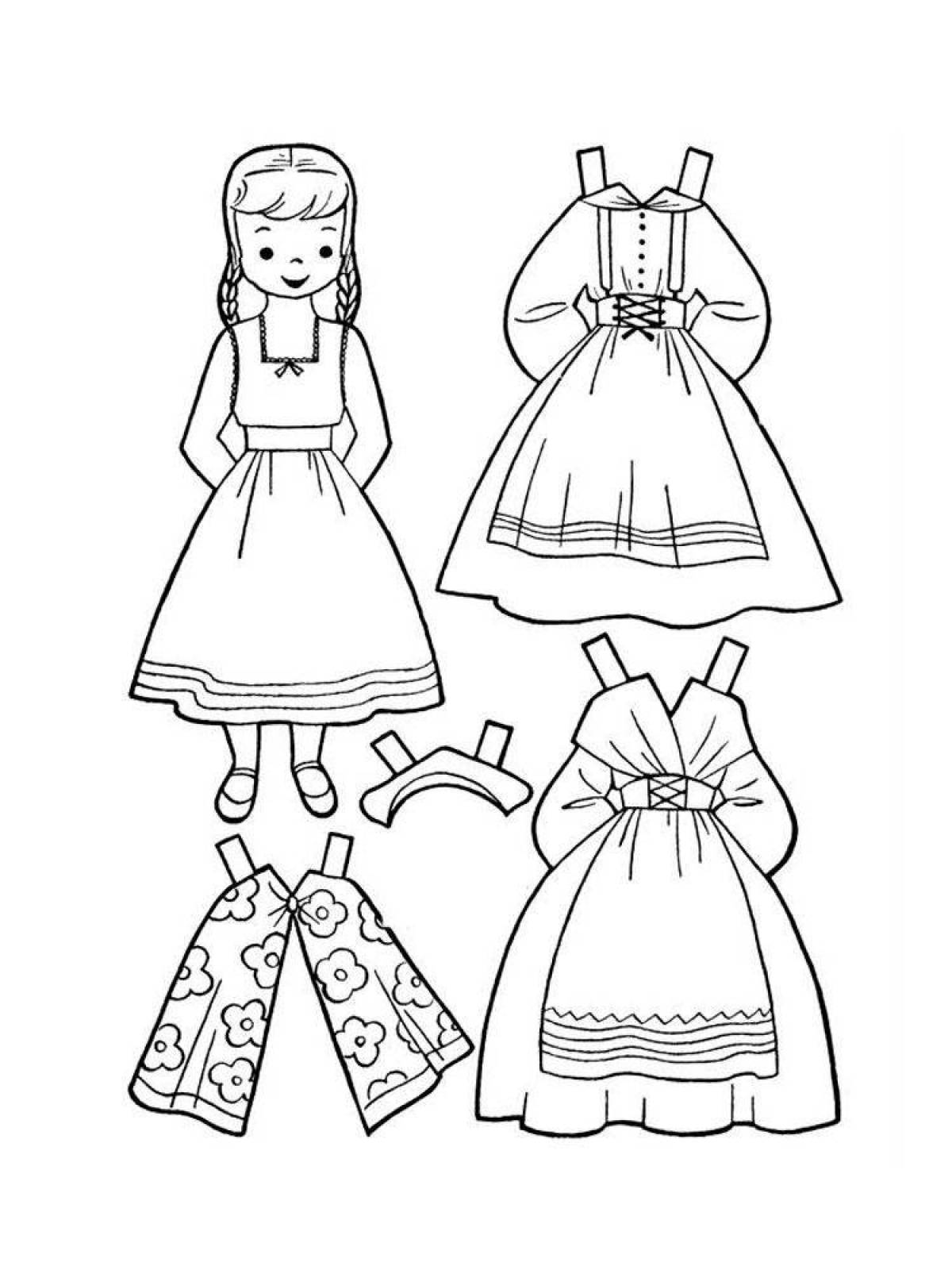 Великолепное платье-раскраска для куклы