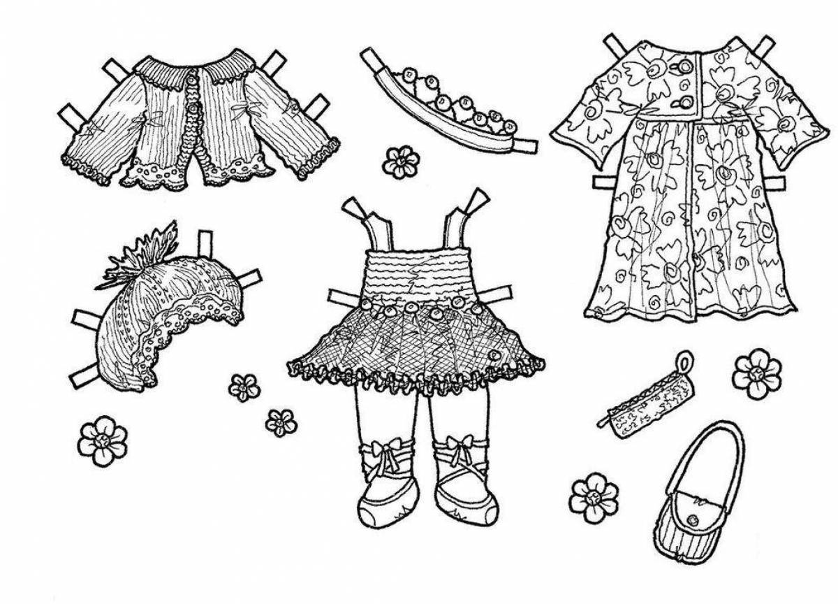 Coloring book exquisite dress for a doll