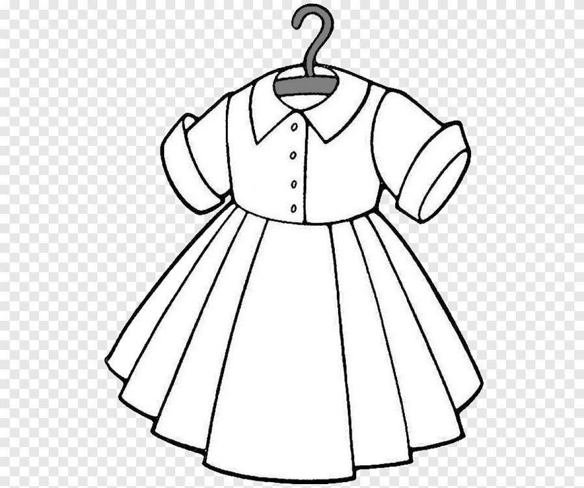 Coloring page charming dress for doll