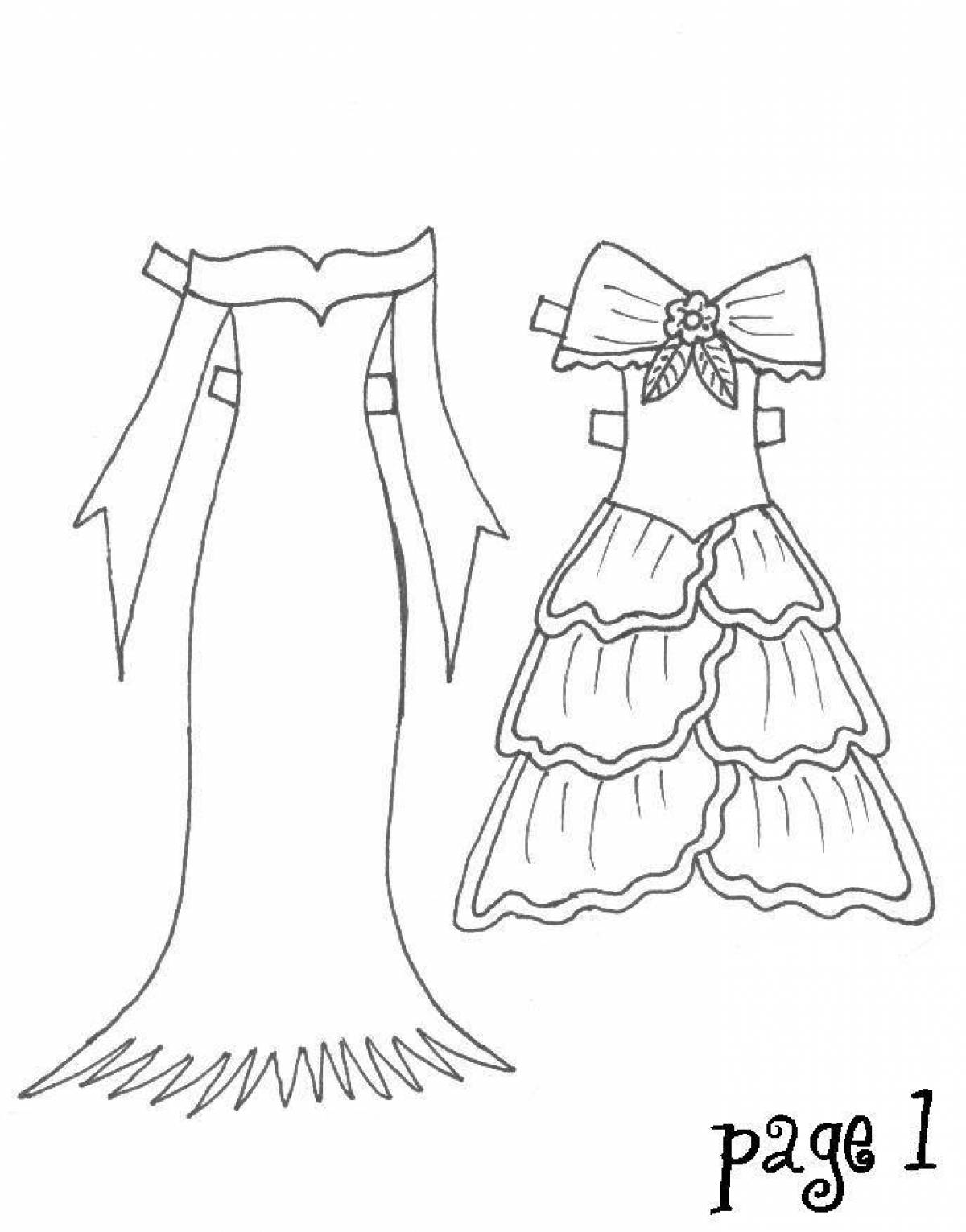 Coloring book shining dress for doll