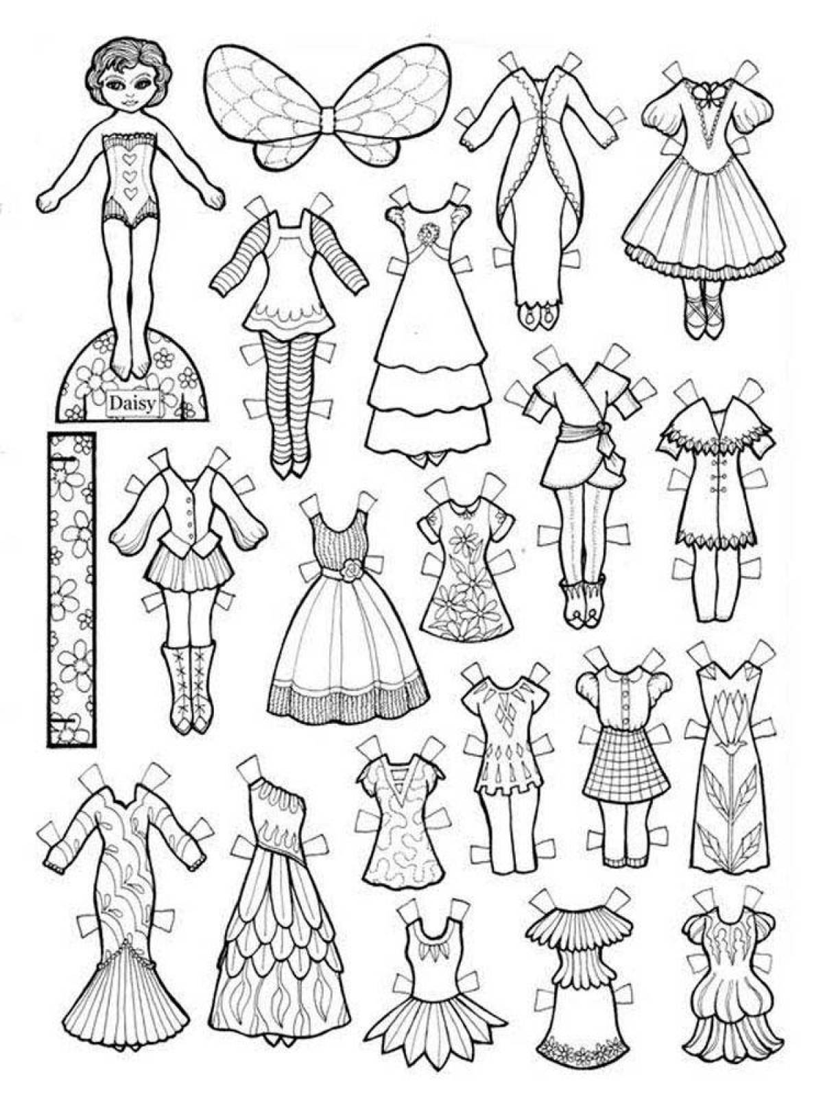 Coloring page dazzling doll dress