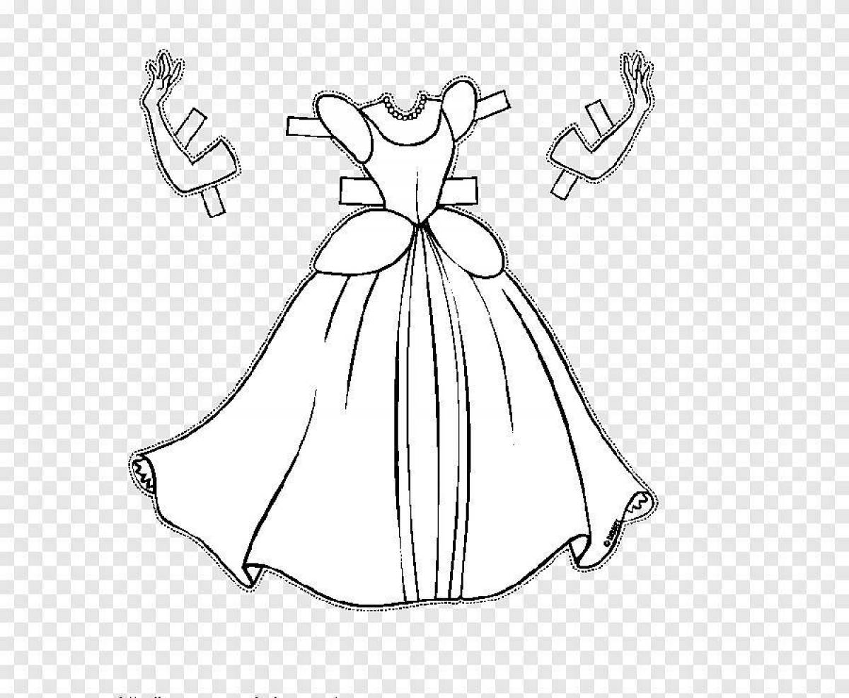 Coloring page of intricate doll dress
