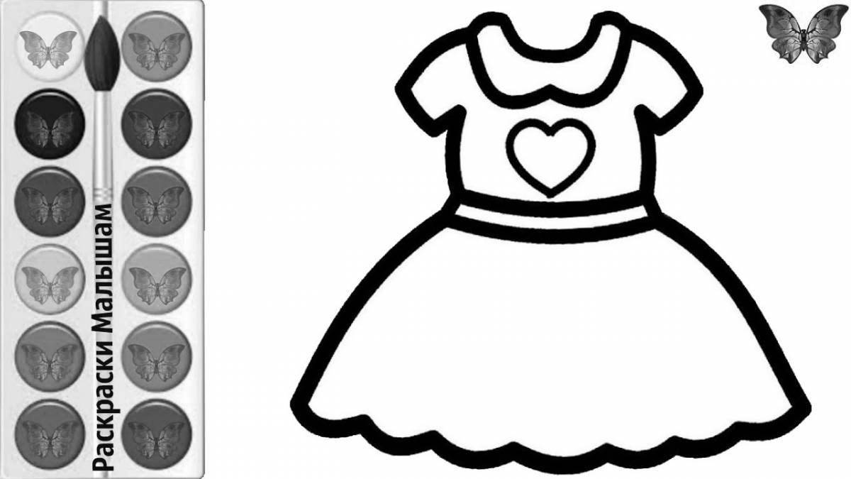 Coloring book luxury doll dress