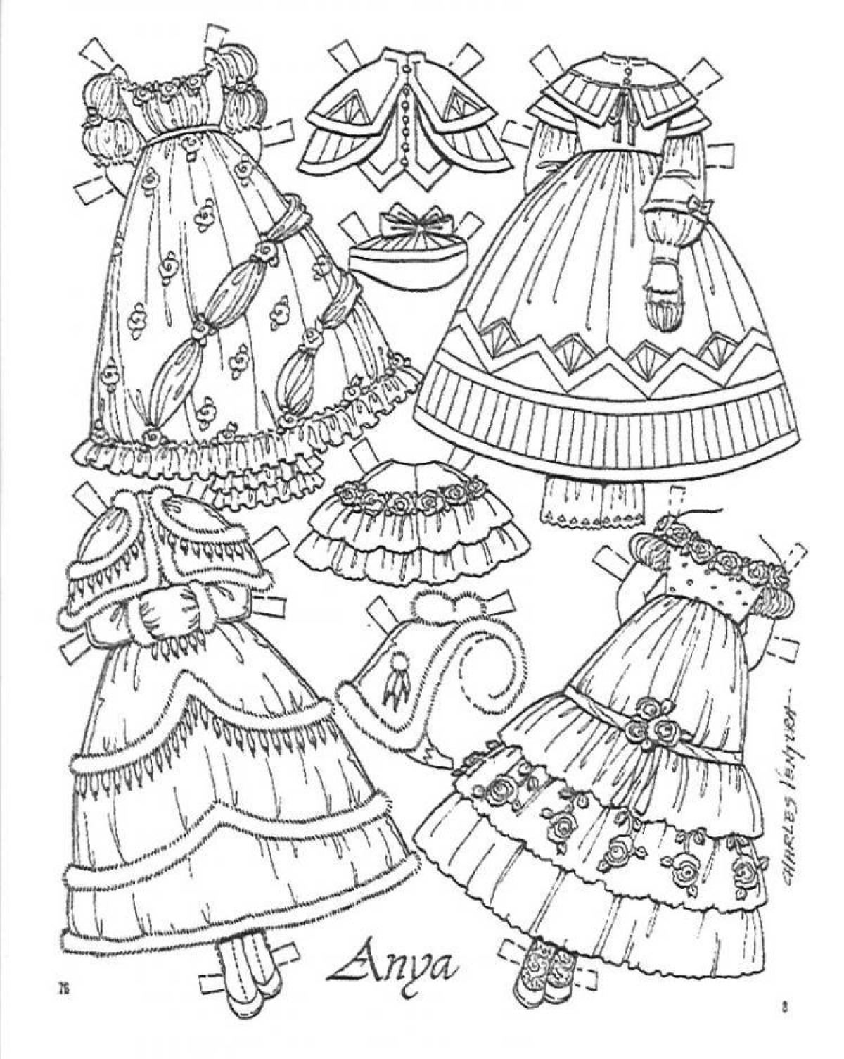 Coloring book for a puffy dress for a doll