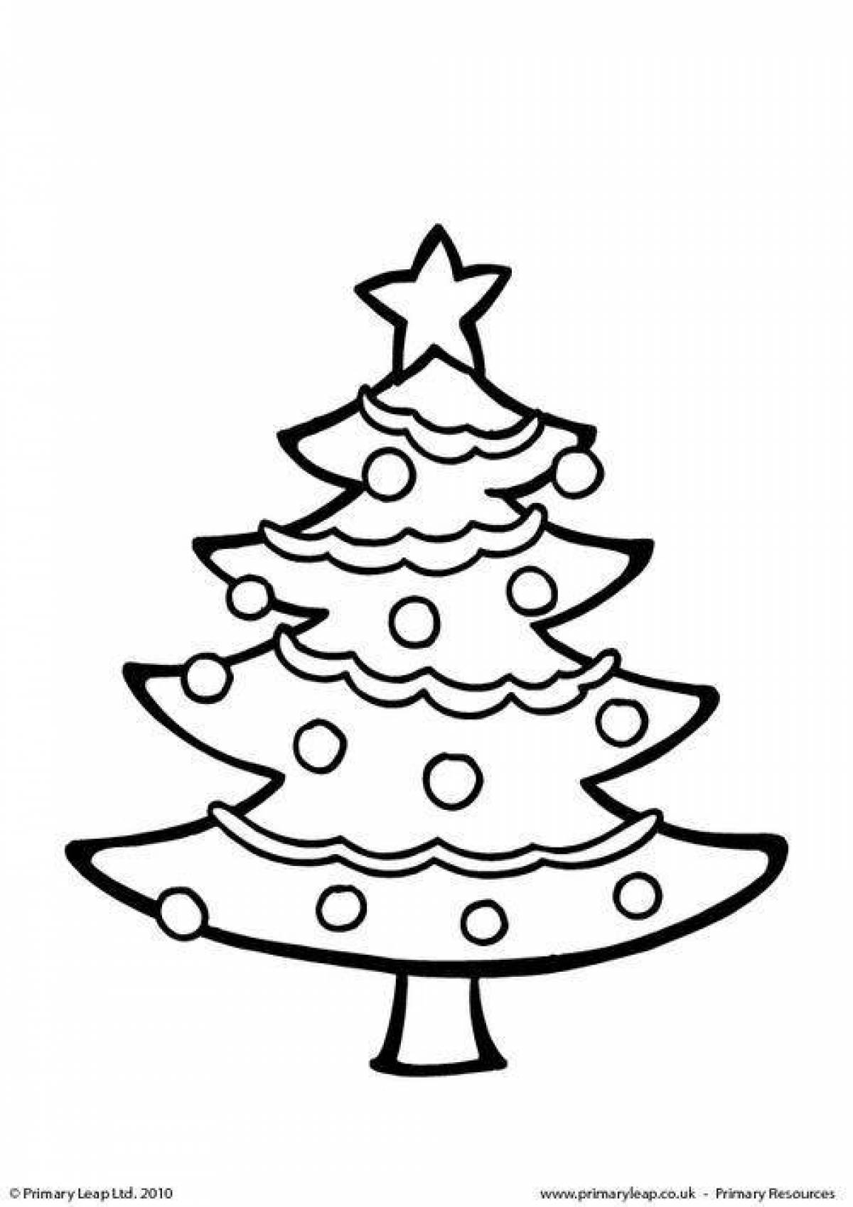 Раскраска сияющая новогодняя елка для детей