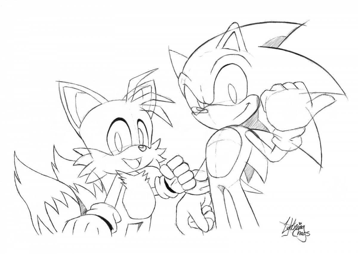 Happy sonic and tails coloring page