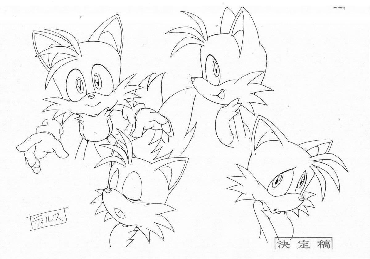 Coloring page adorable sonic and tails