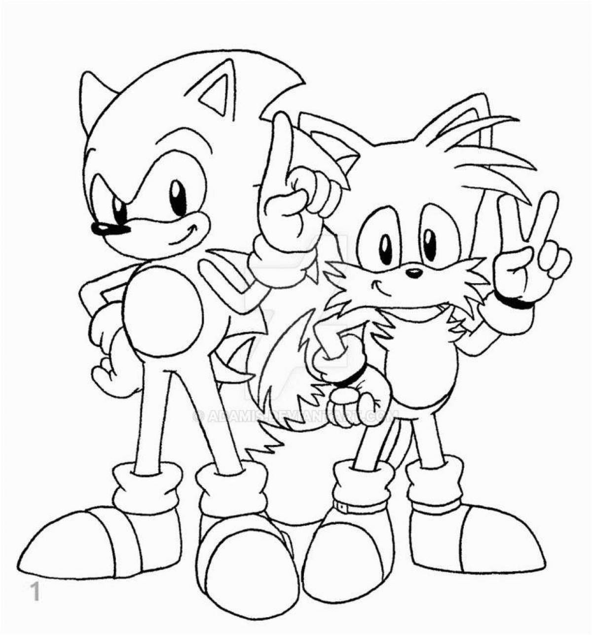 Exquisite sonic and tails coloring page