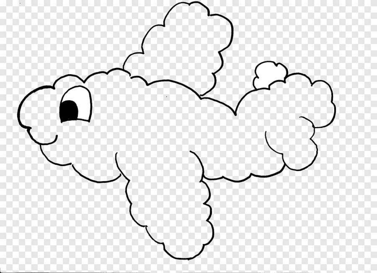 Coloring book puffy cloud for kids