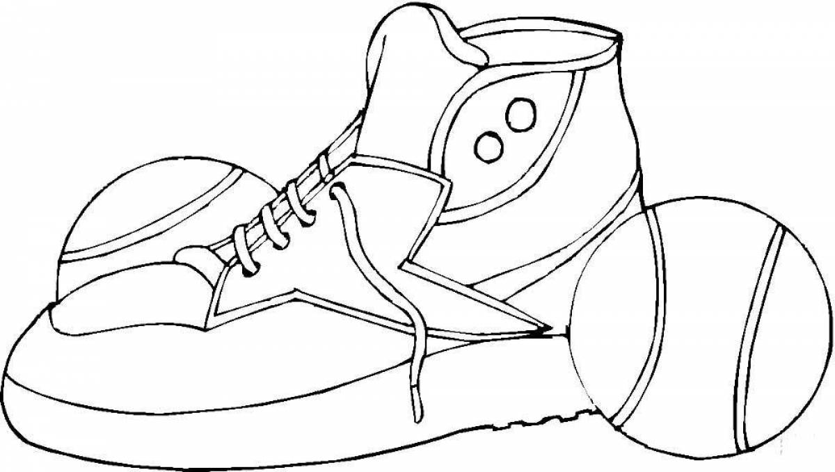 Coloring book bright children's shoes