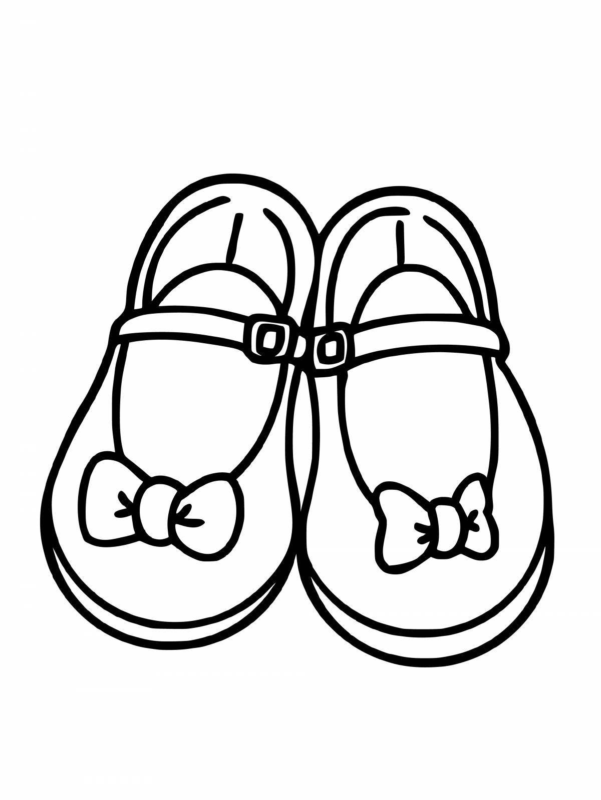 Coloring page playful children's shoes
