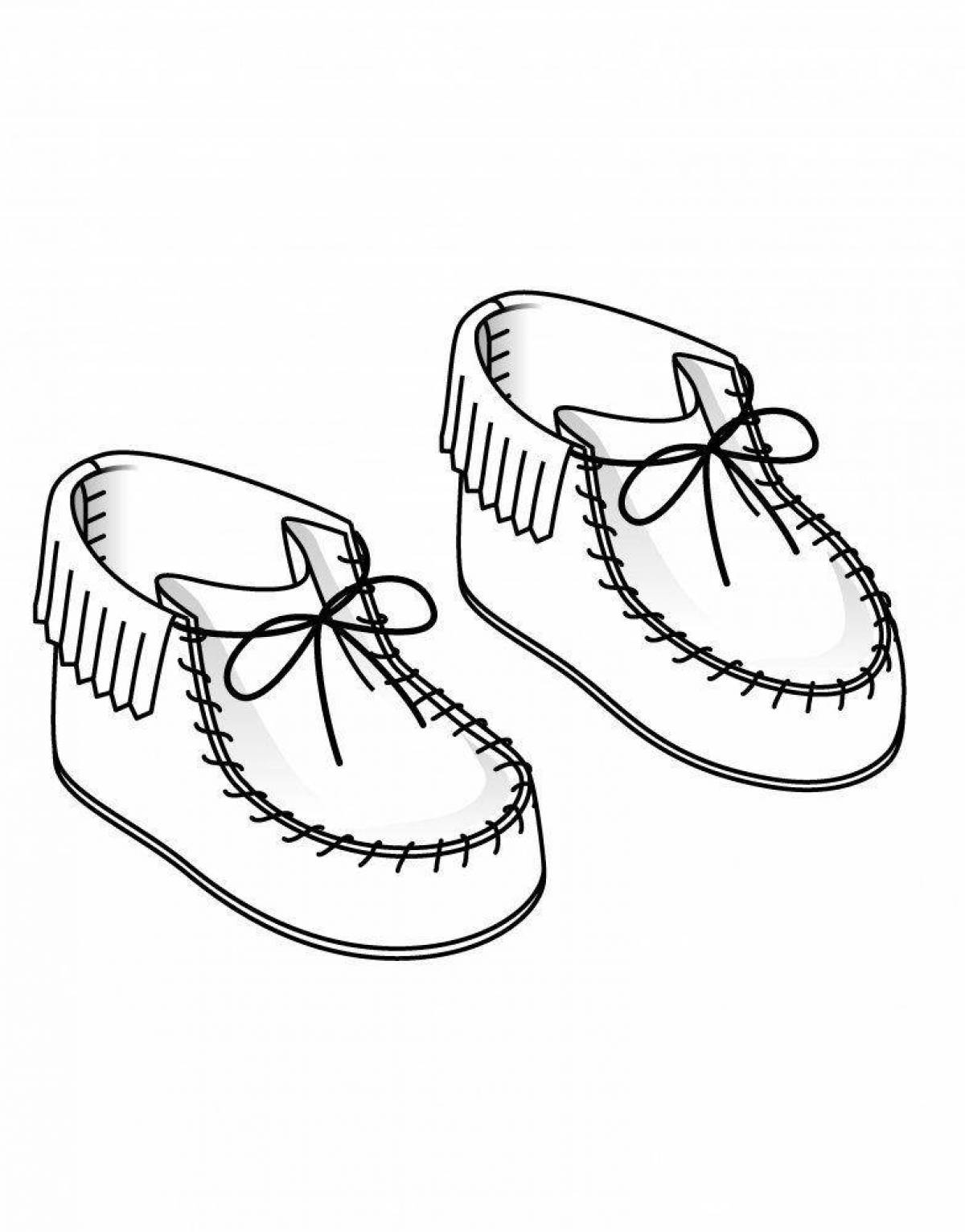 Coloring page fashionable children's shoes