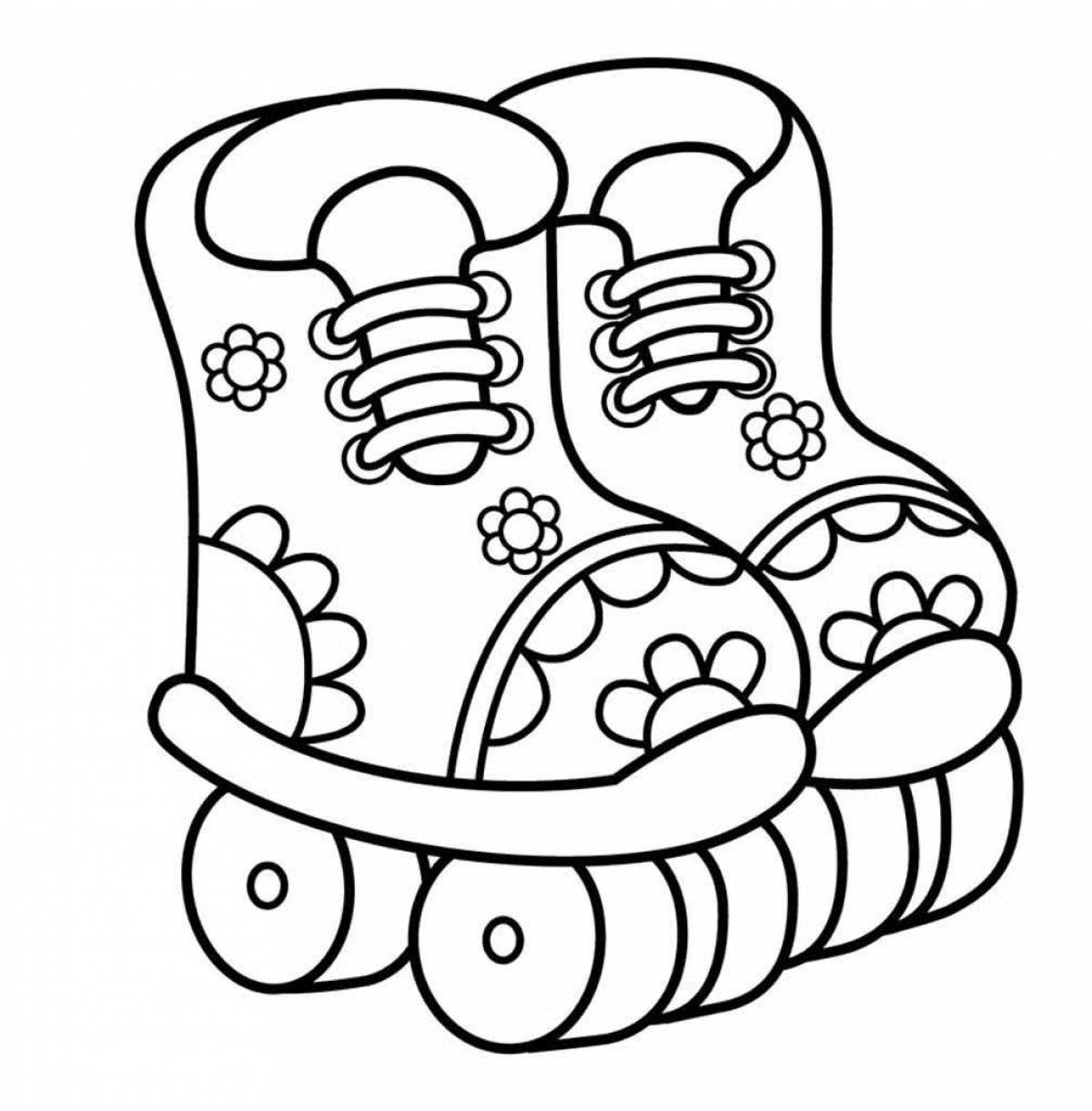 Coloring book sparkling children's shoes