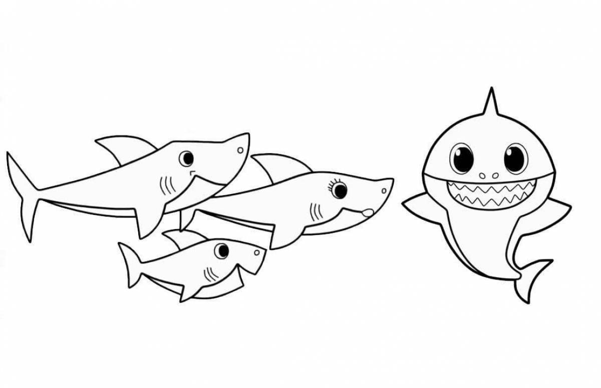 Радостная раскраска для детей акулы