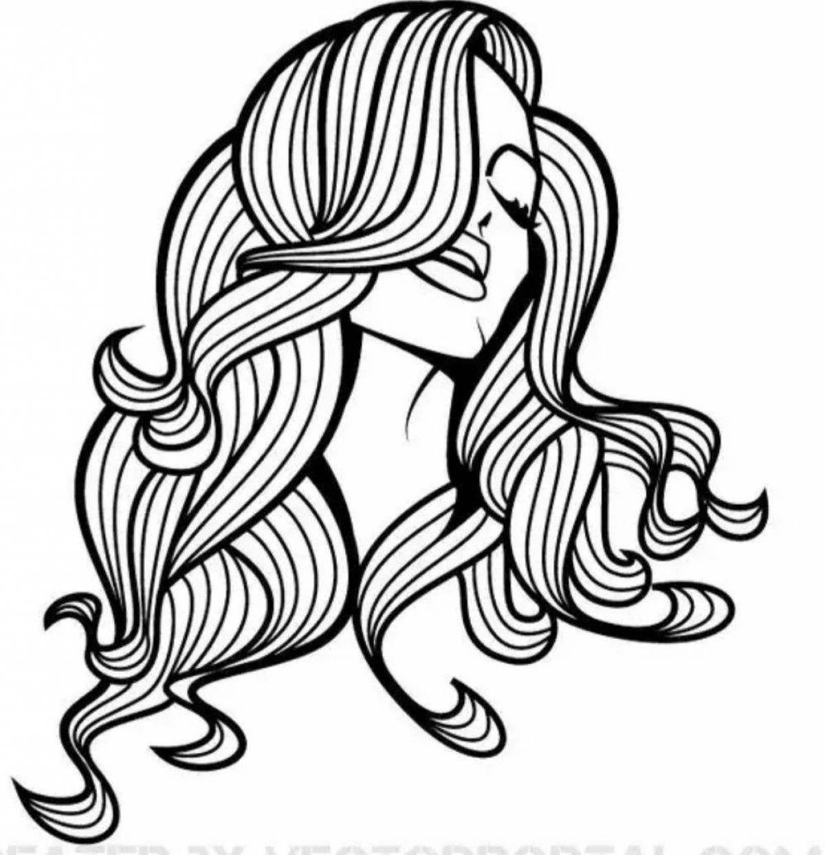 Charming coloring of a girl with long hair