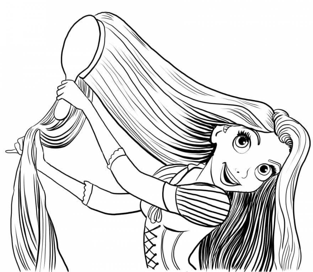 Coloring book of a girl with long hair