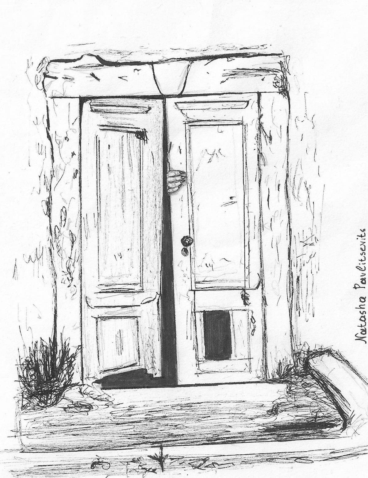 Coloring page cheerful knock on the door