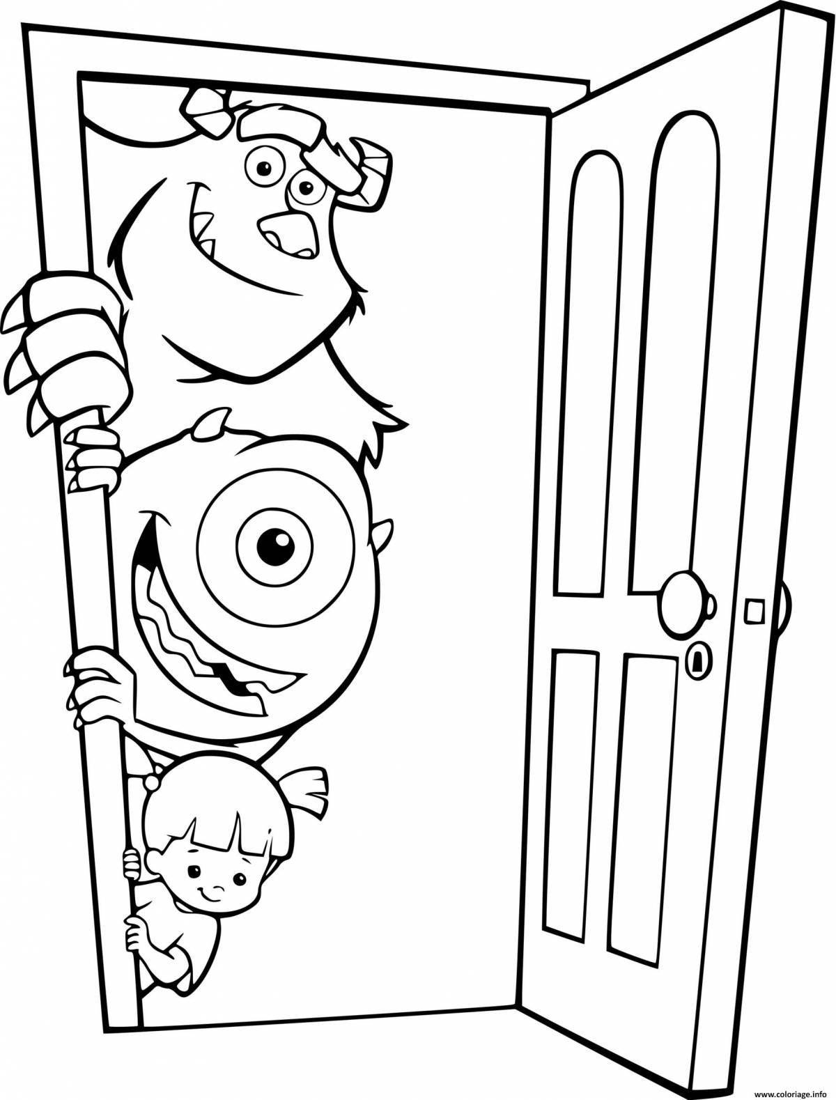 Coloring page festive knock on the door