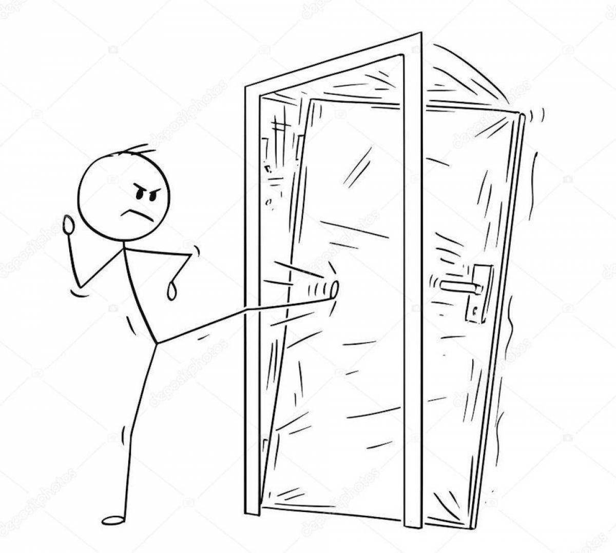 Coloring page glowing knock on the door
