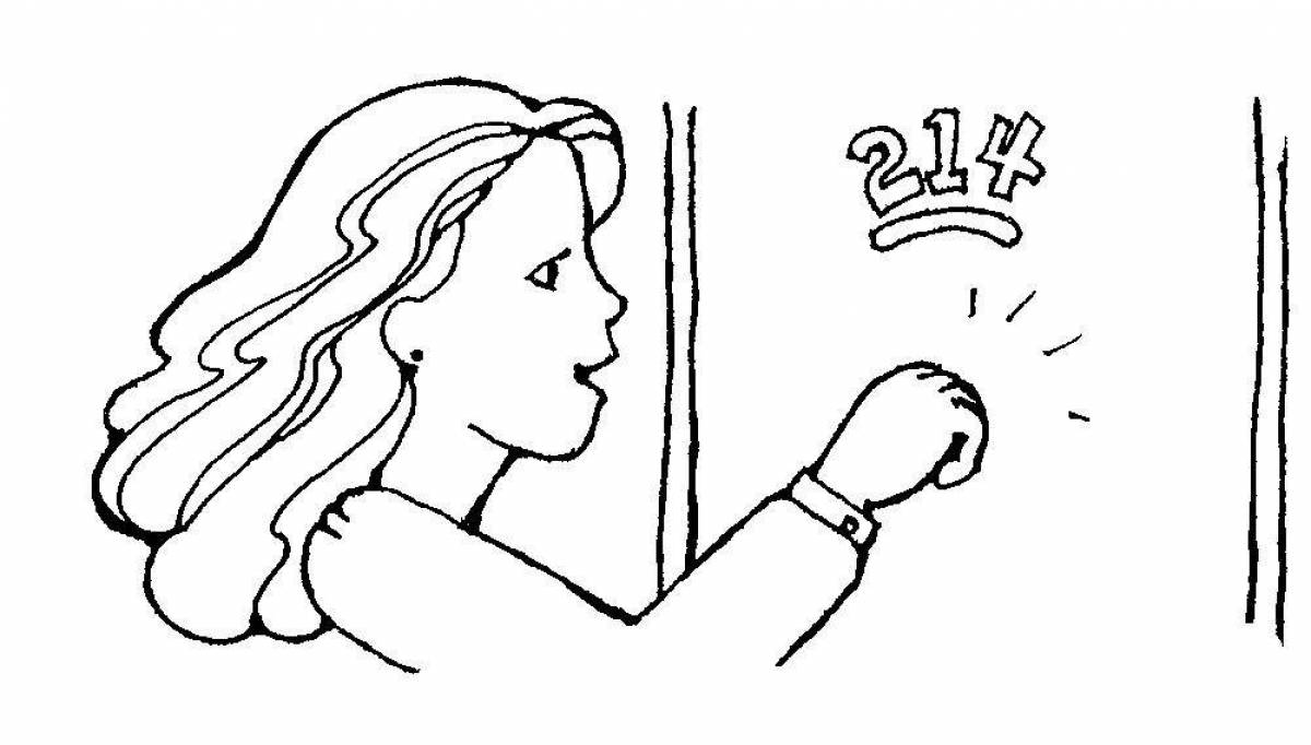 Coloring page charming knock on the door