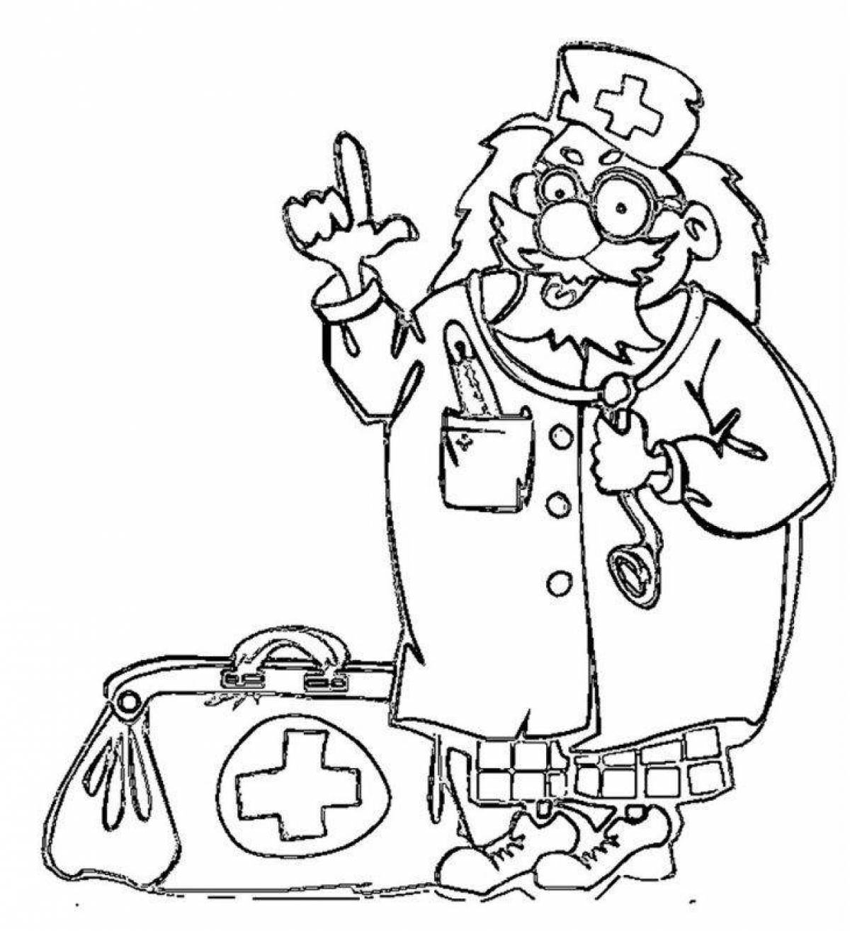Colorful coloring book Doctor Aibolit