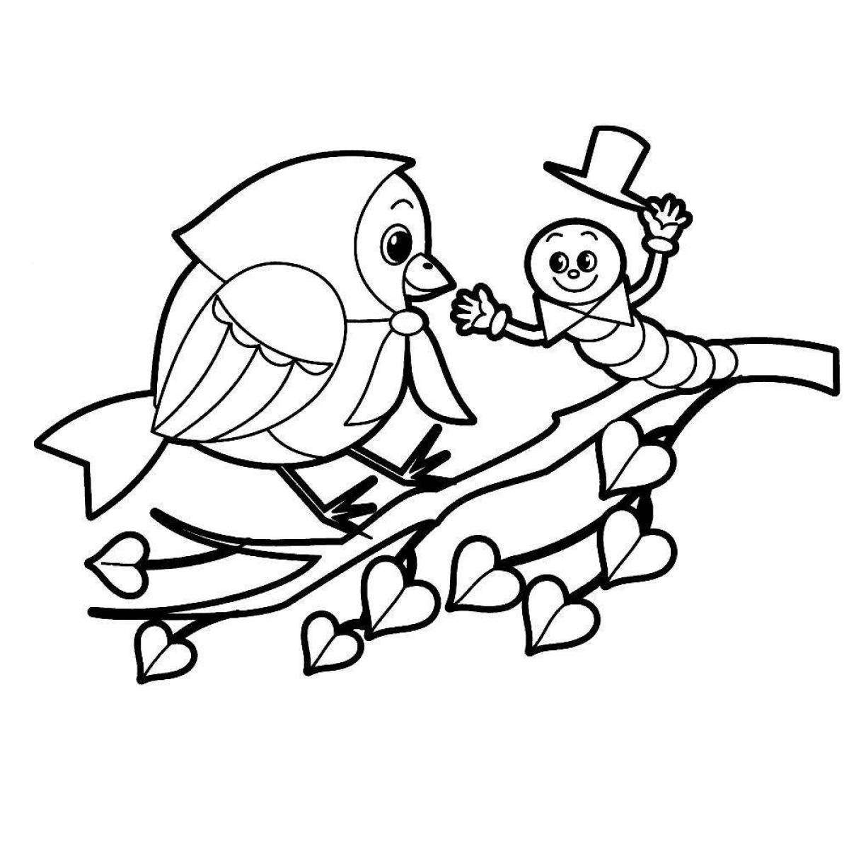Adorable bird coloring page for 4-5 year olds
