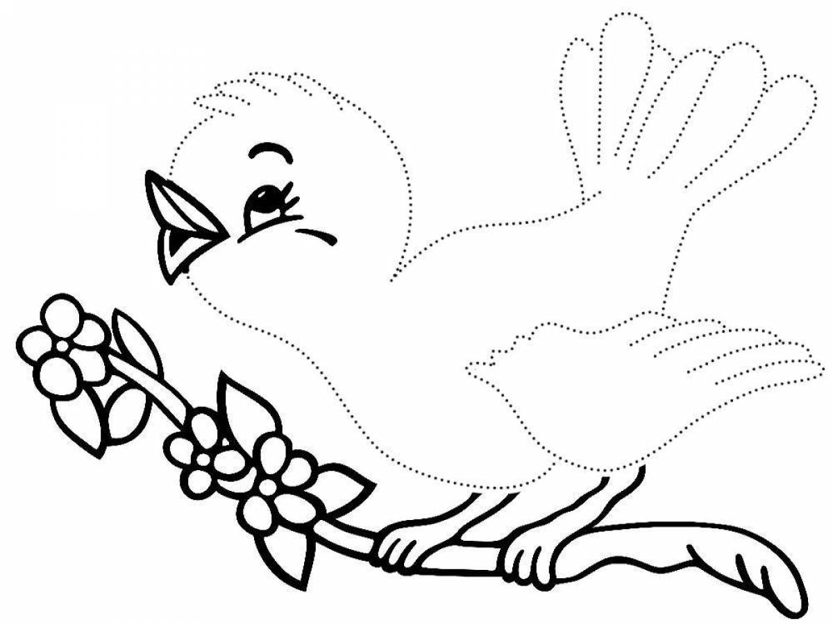 Блестящая страница раскраски птиц для детей 4-5 лет