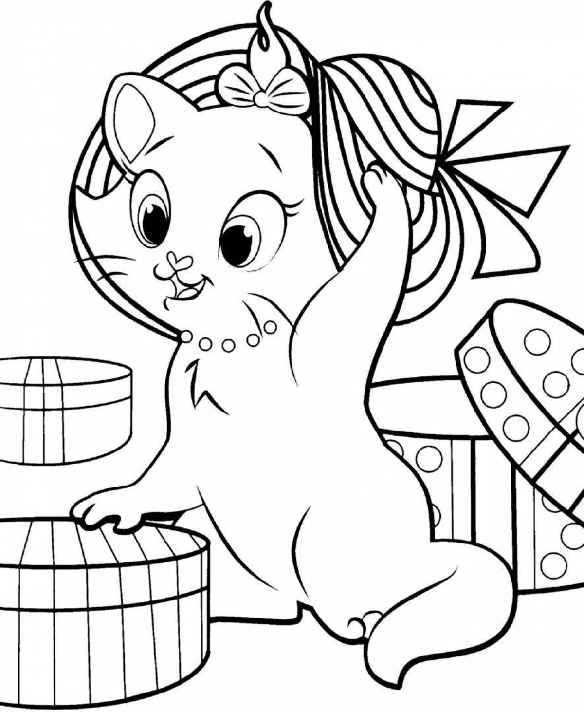 Magic coloring kitty for children 4-5 years old