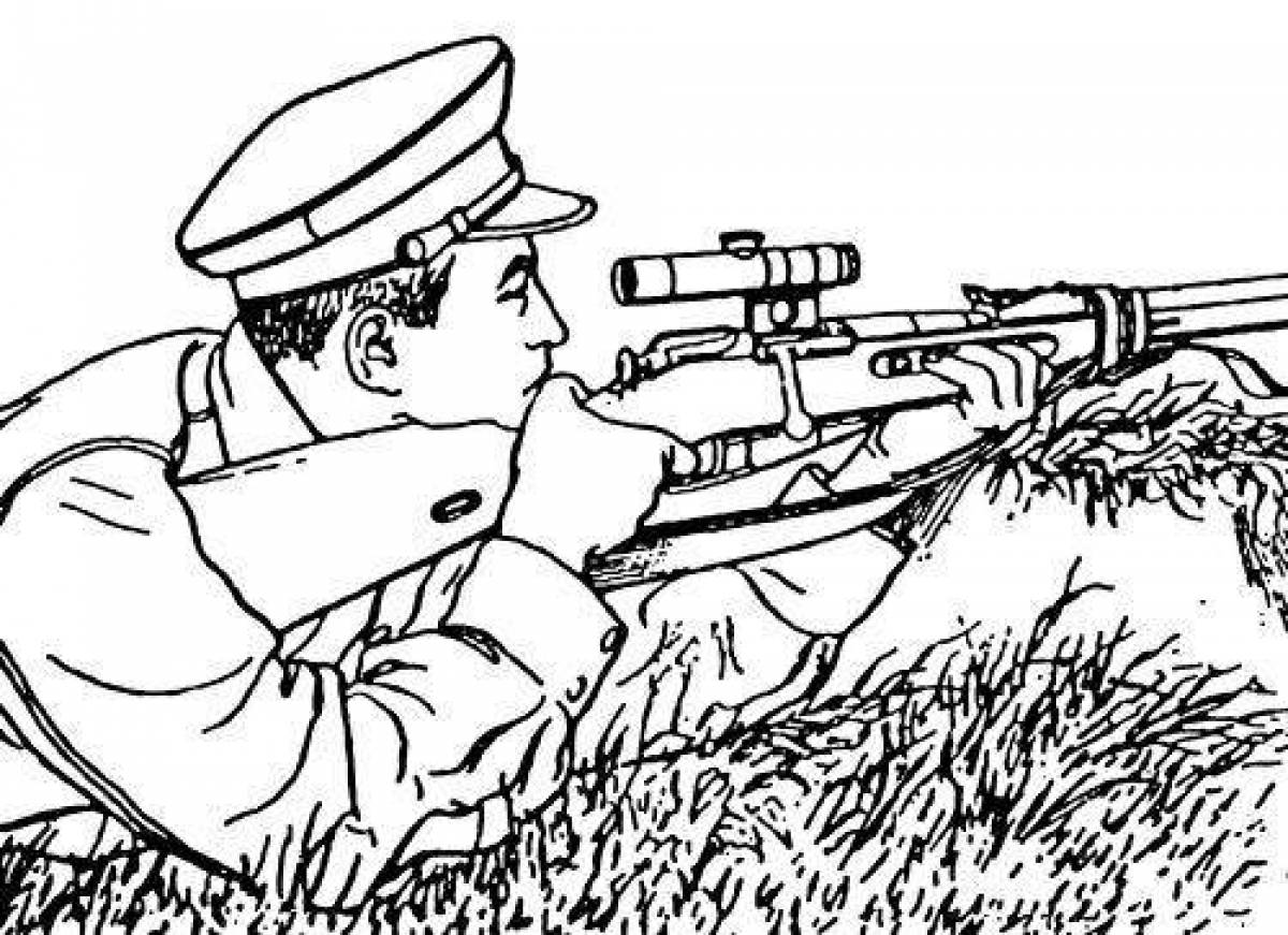Crazy Sniper Coloring Page