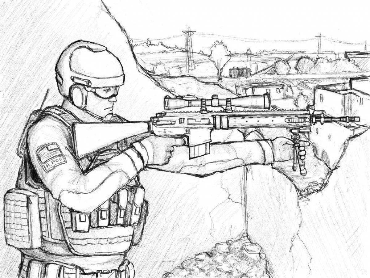 Powerful sniper coloring page