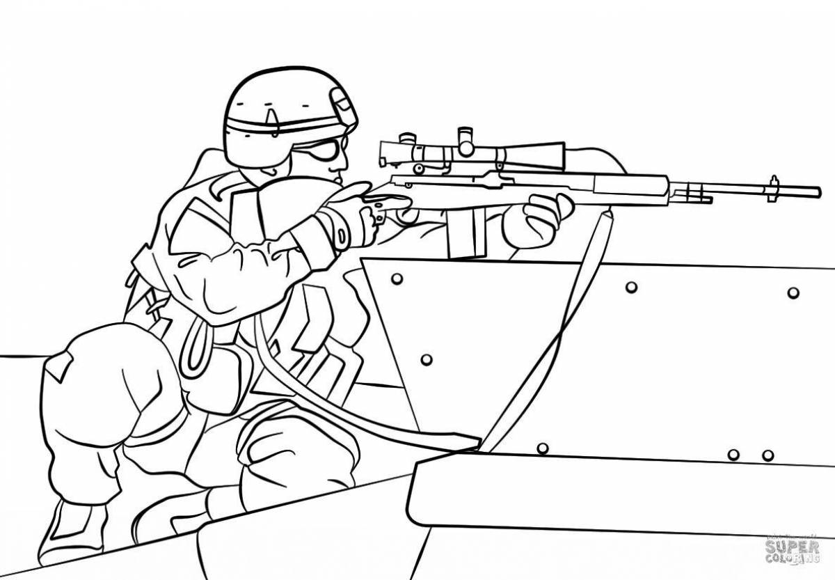 Adventurous sniper coloring page