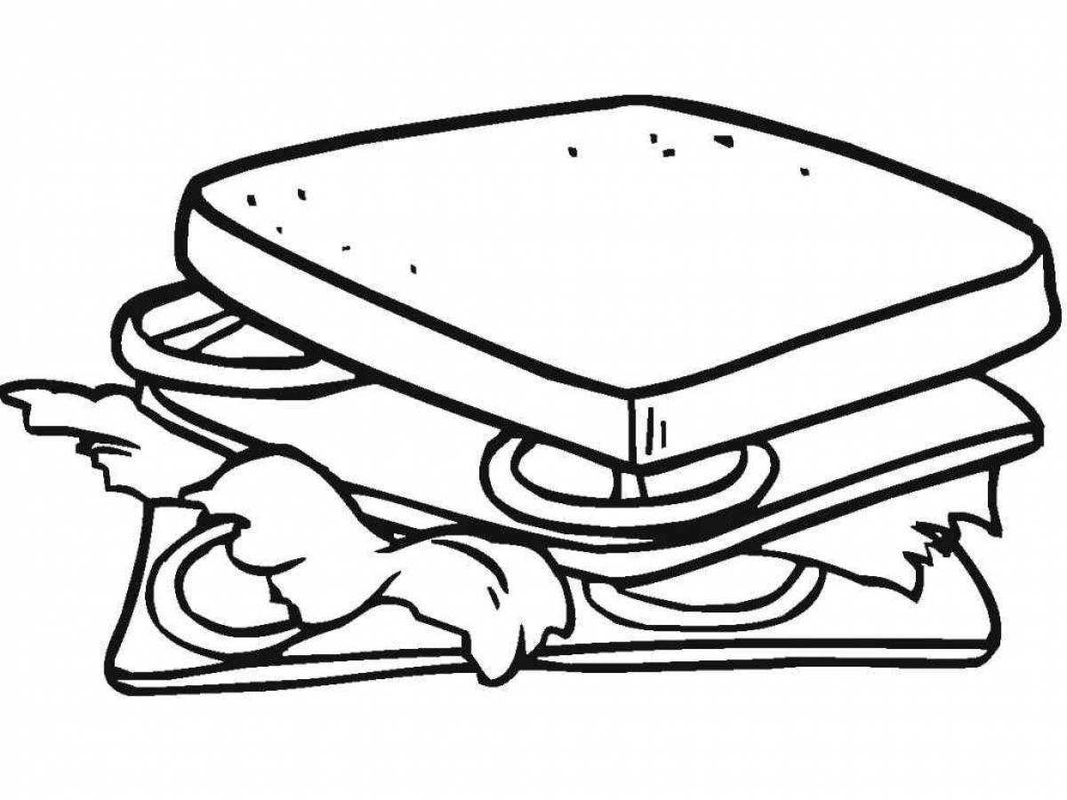 Colorful sandwich coloring page
