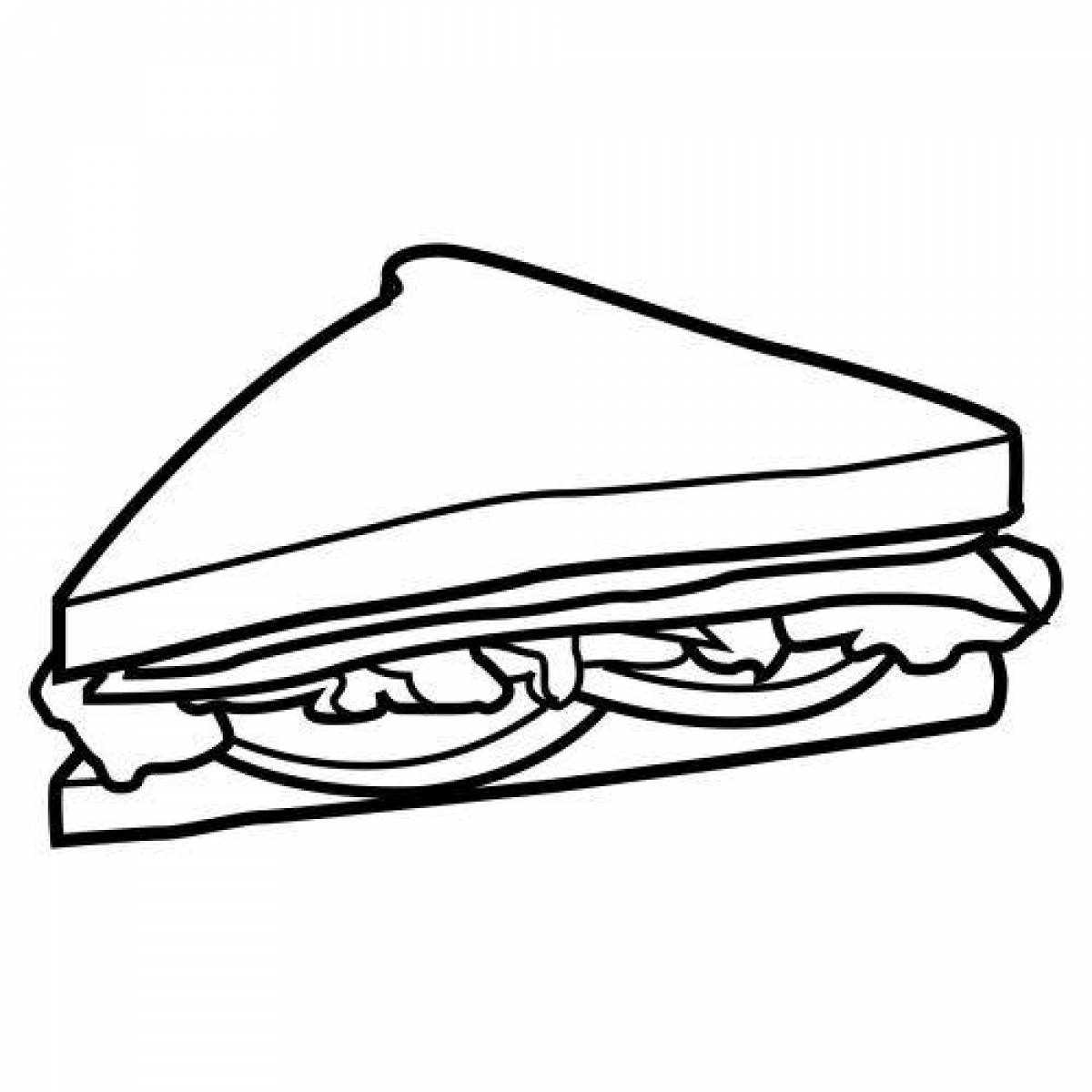 Delicious sandwich coloring page