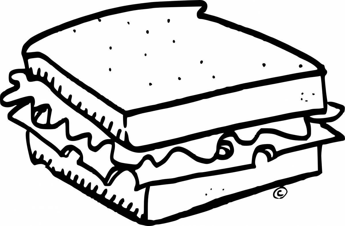 Attractive sandwich coloring page