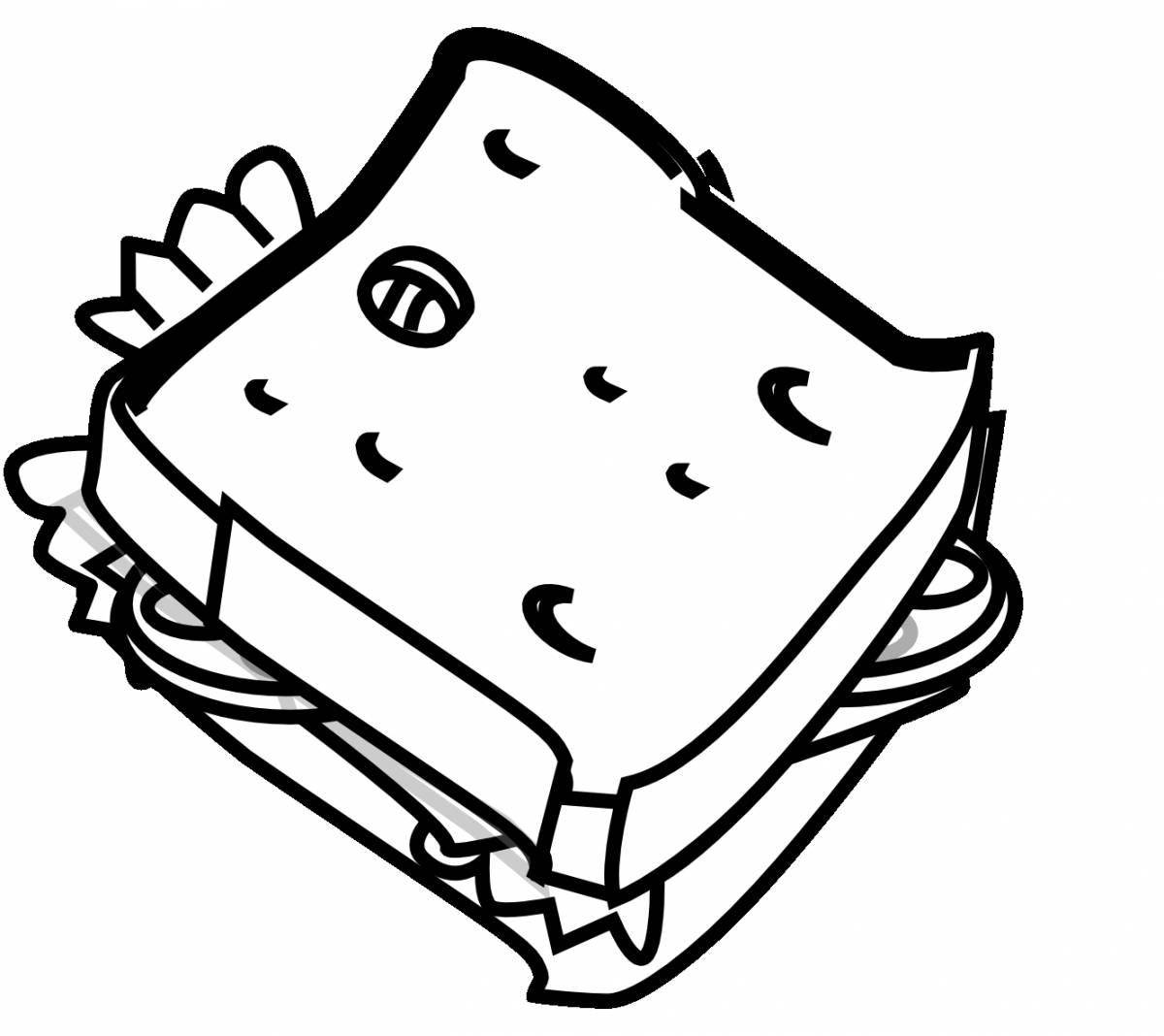 Playful sandwich coloring page