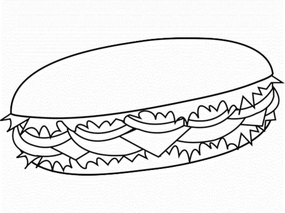 Artistic sandwich coloring page