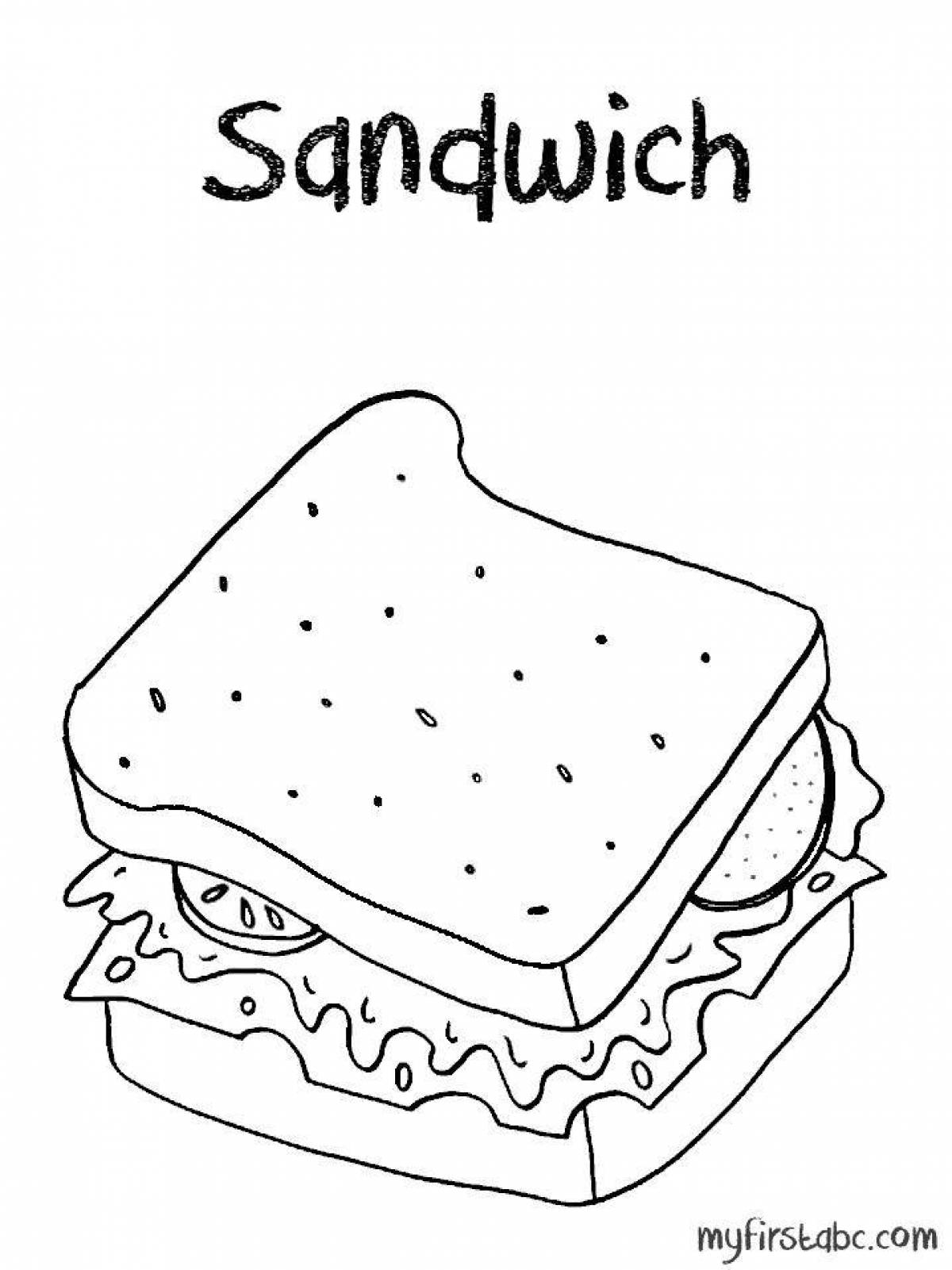 Detailed sandwich coloring page