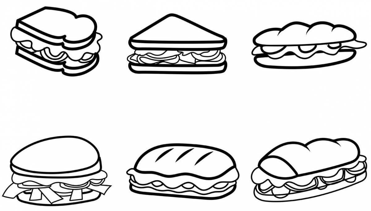 Intricate sandwich coloring page
