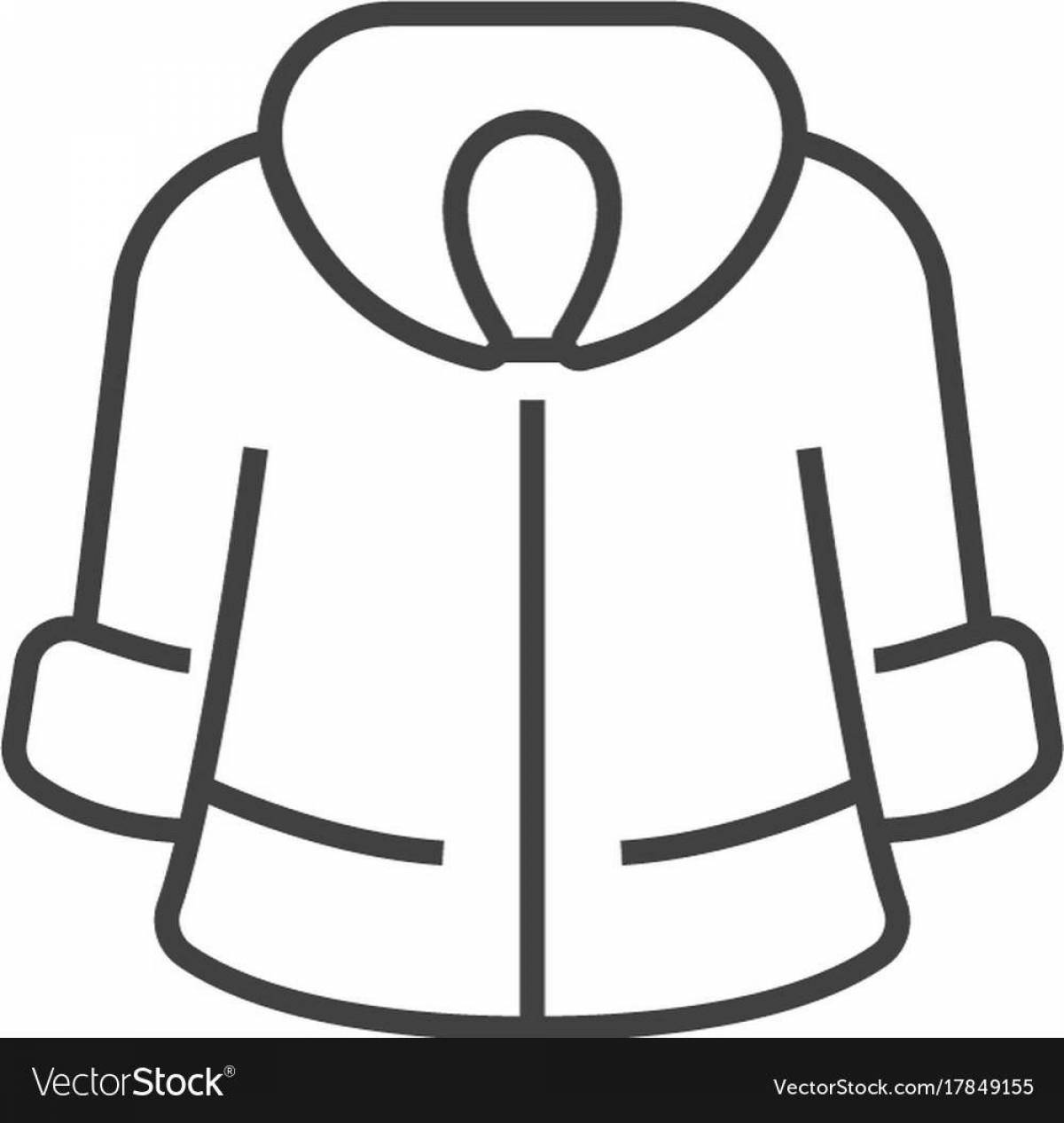 Coloring page stylish fur coat