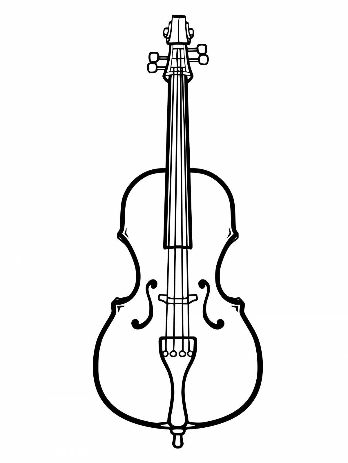 Красочная страница раскраски виолончели