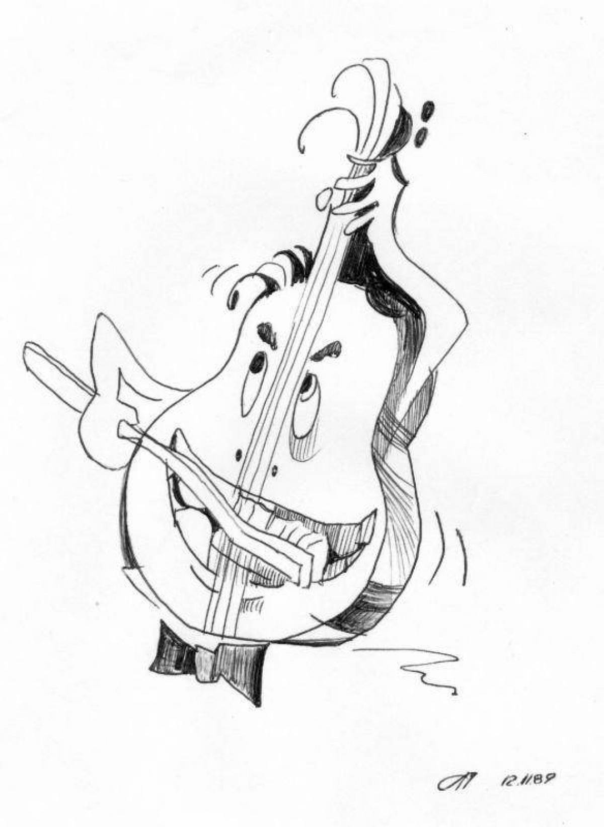 Восхитительная страница раскраски виолончели