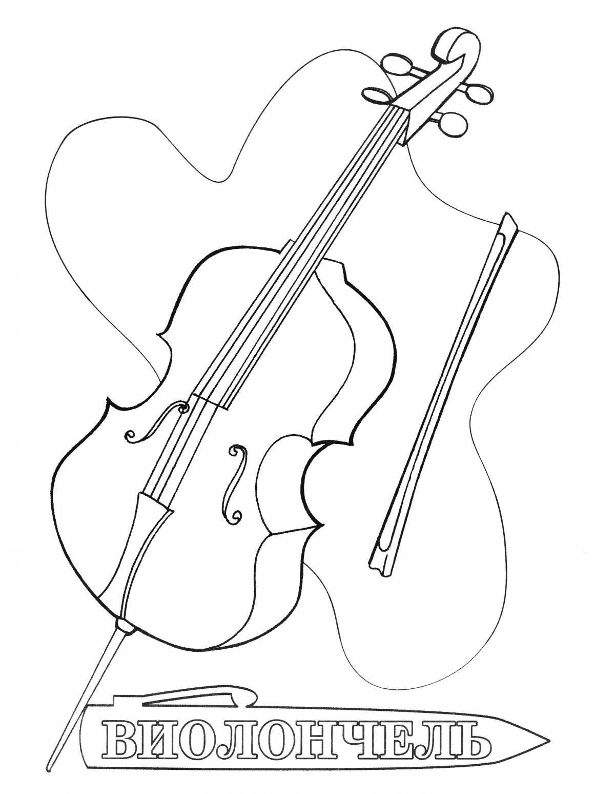 Привлекательная виолончель раскраска