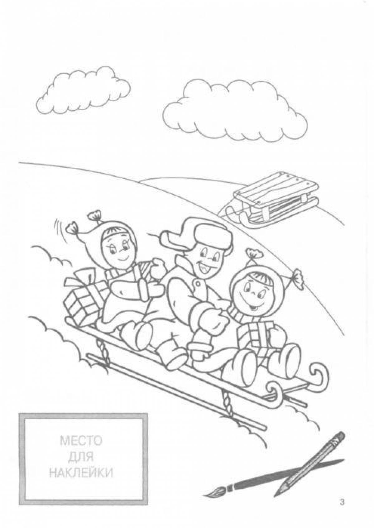 Glowing coloring pages safety in winter