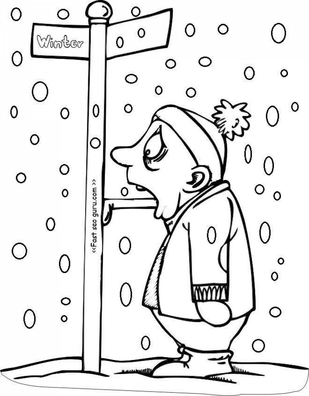 Radiant coloring page winter safety