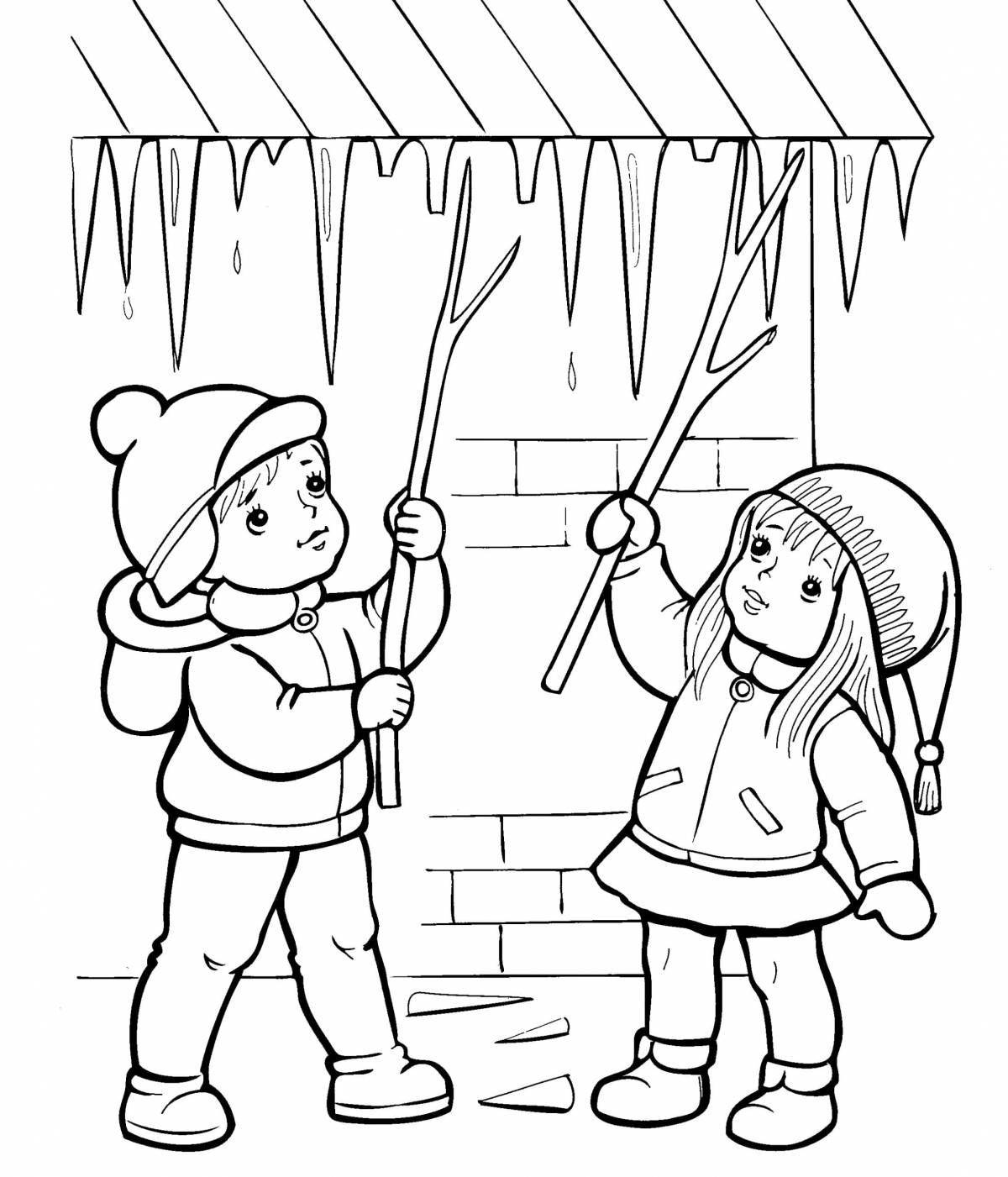 Animated coloring safety in winter