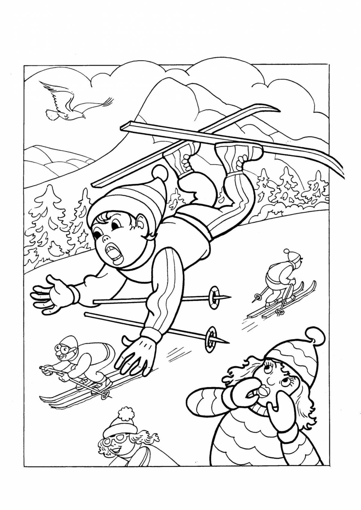 Vivified coloring page winter safety