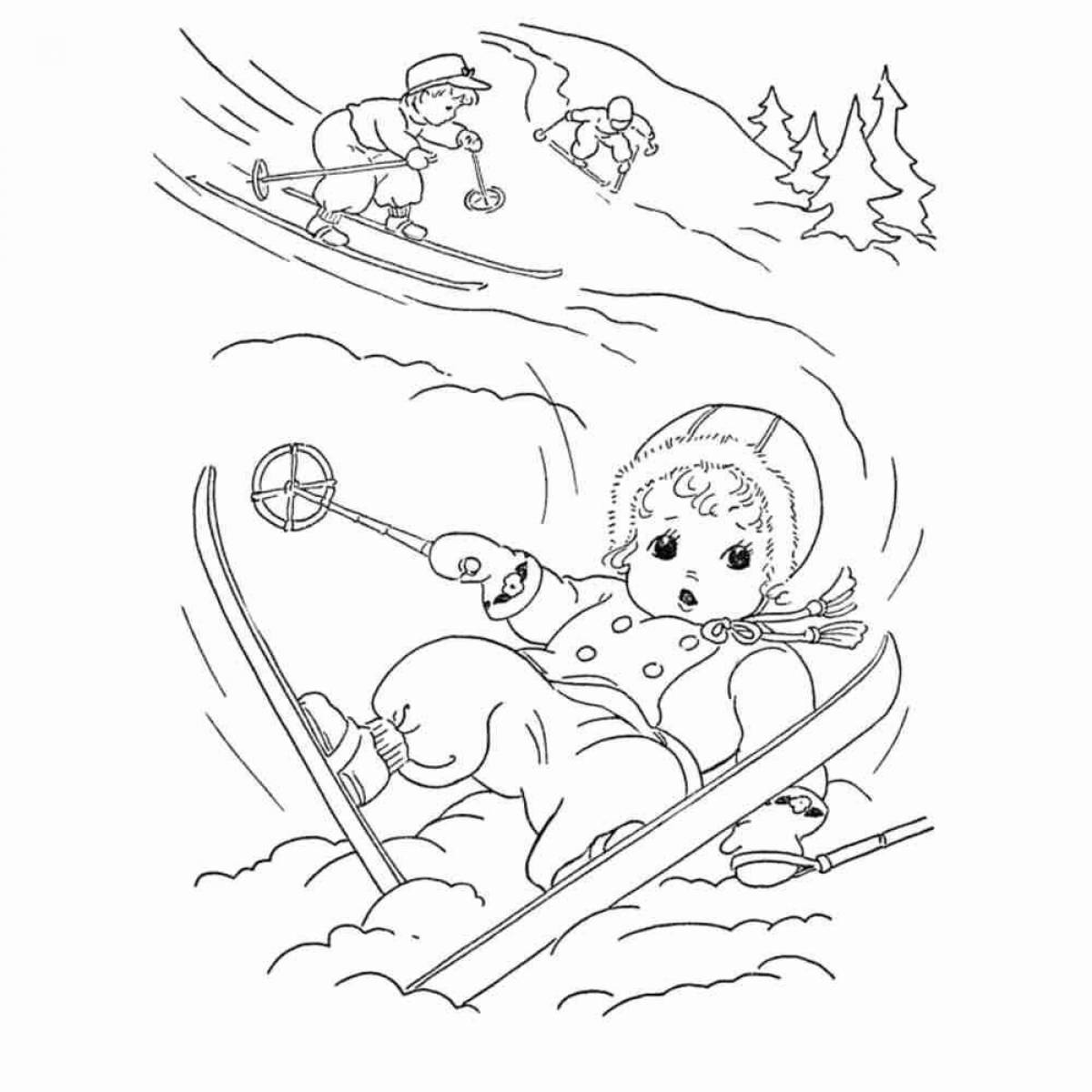 Jubilant coloring page winter safety