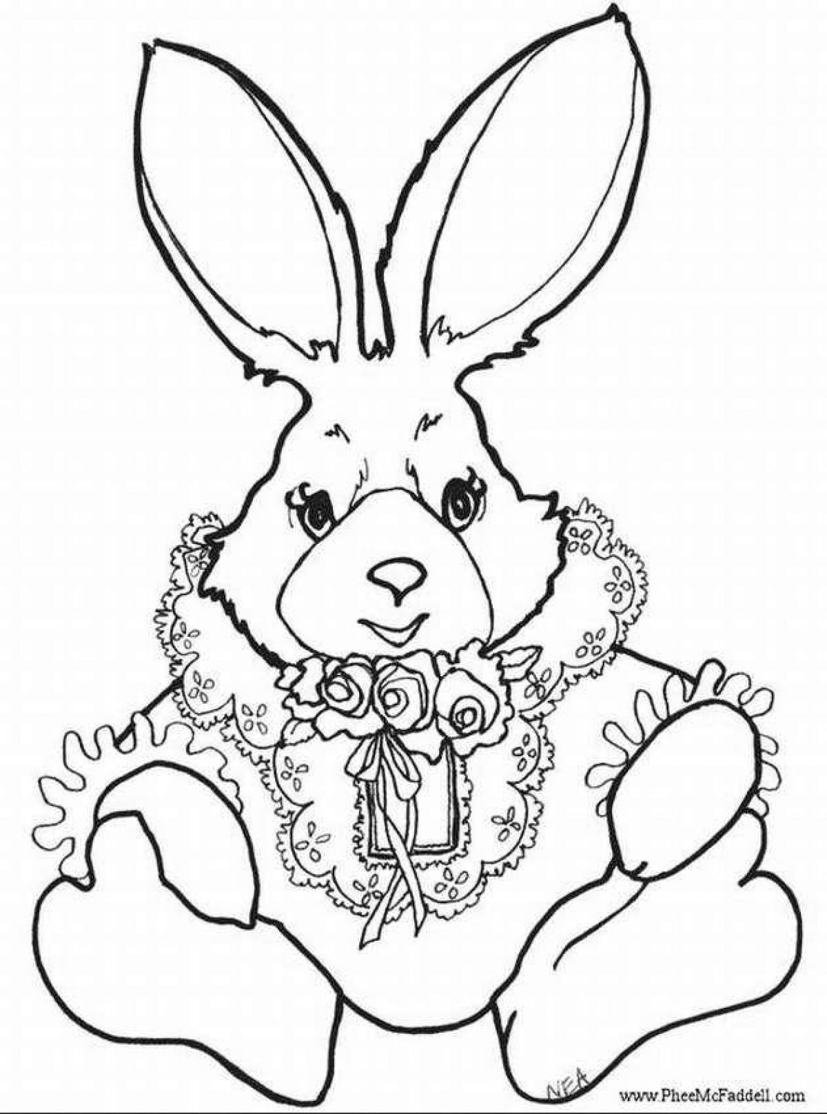 Яркая страница раскраски года кролика