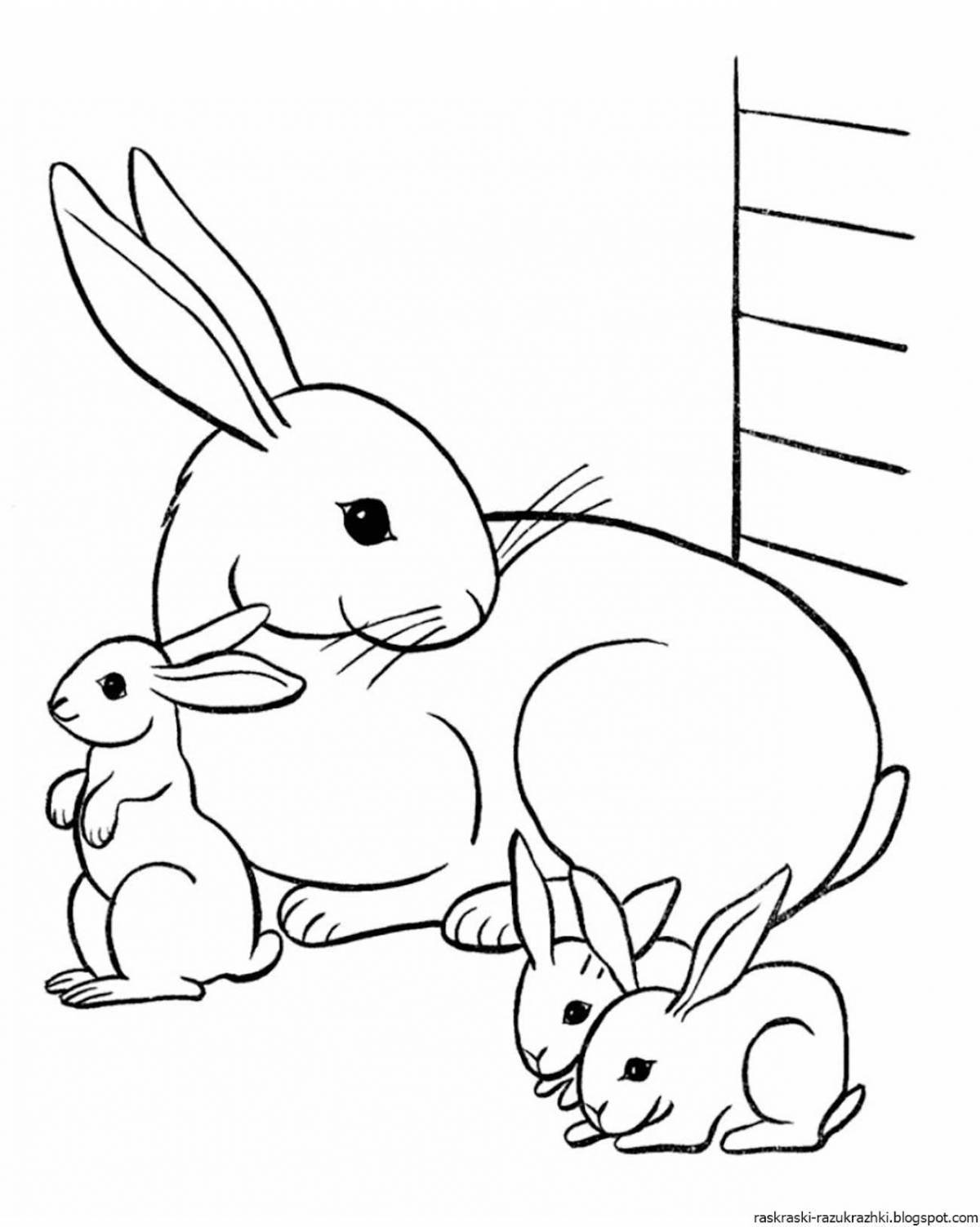 Adorable year of the rabbit coloring page
