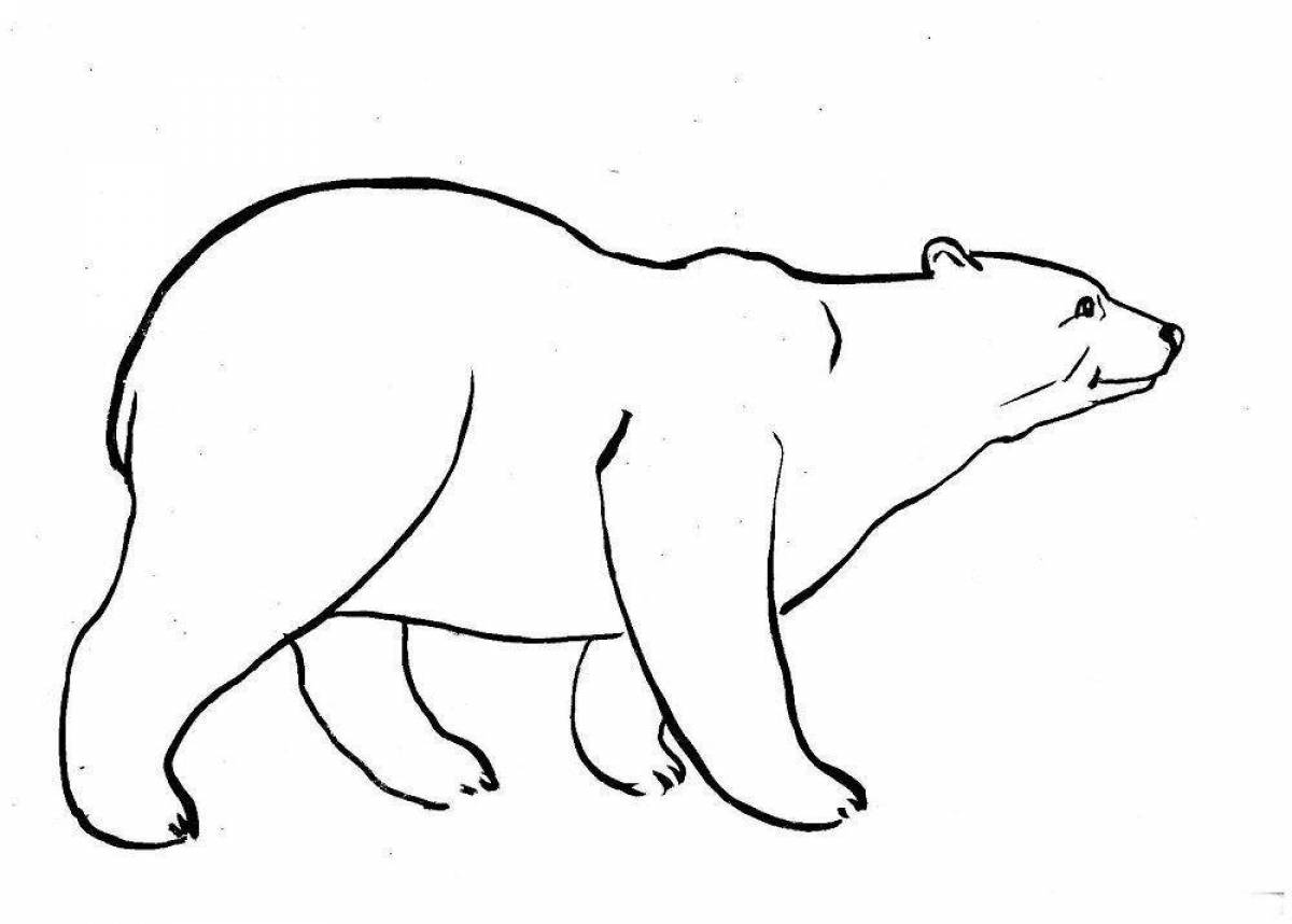Анимированная страница раскраски белого медведя